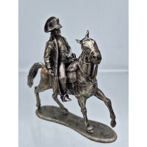 Vtg Metal Figurine By HSP Made in France - Napoleon on Horse 3.5"L 3.5"H